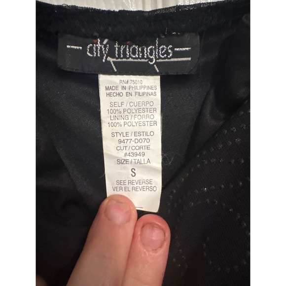 90s Y2K City Triangles Black Strapless mesh sparkle Homecoming Dress Gown Small - Picture 5 of 8